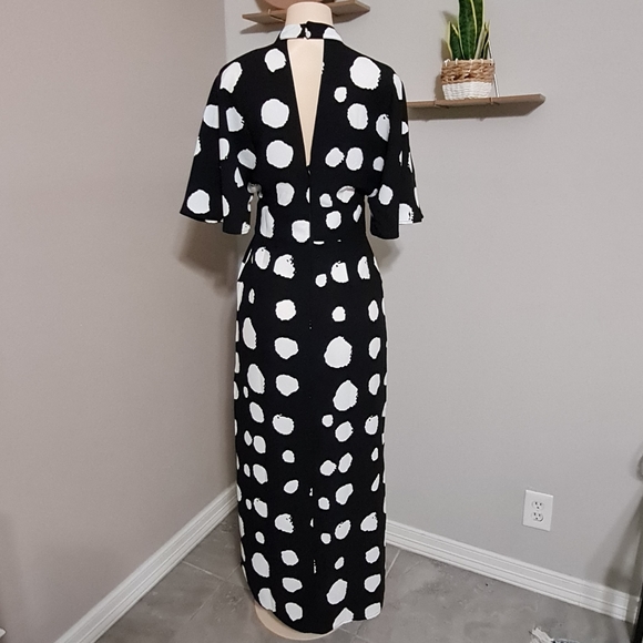 Truth & Fable Womens Keyhole Black/White Maxi Dress Sz S Side Slit Evening - Picture 9 of 16